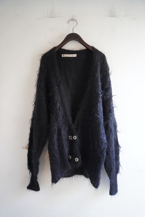 60-70s Vintage Double Buttons Mohair Knit Cardigan