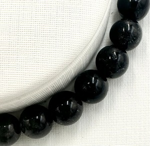 (00869)ブラックルチルクォーツ　【6.5-7mm】　Rutilated Quartz　ブラックトルマリン　ラウンドカット　 天然石ブレスレット　パワーストーン　