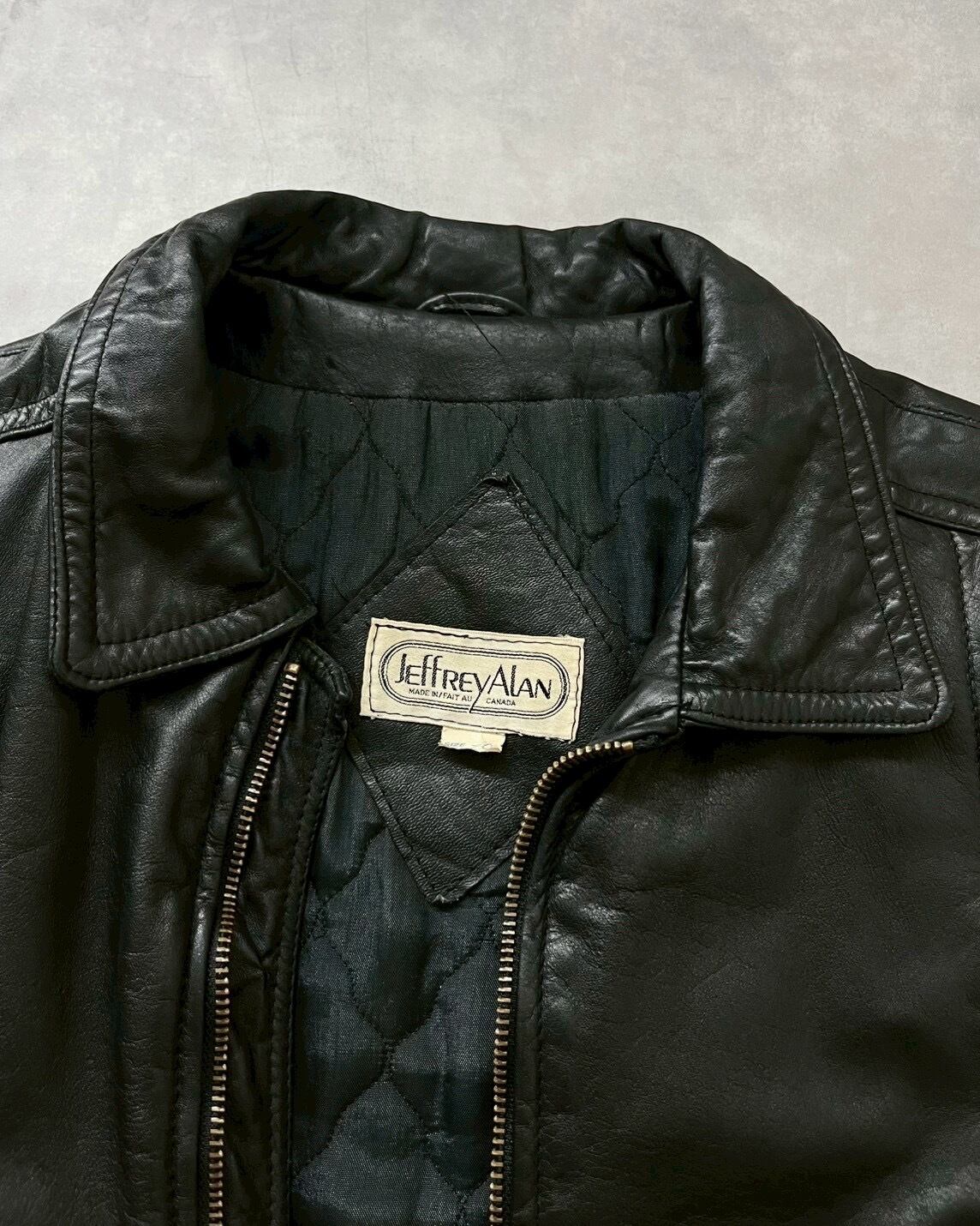 80s JEFFREY ALAN Zip-Design Cow Leather Blouson CANADA製