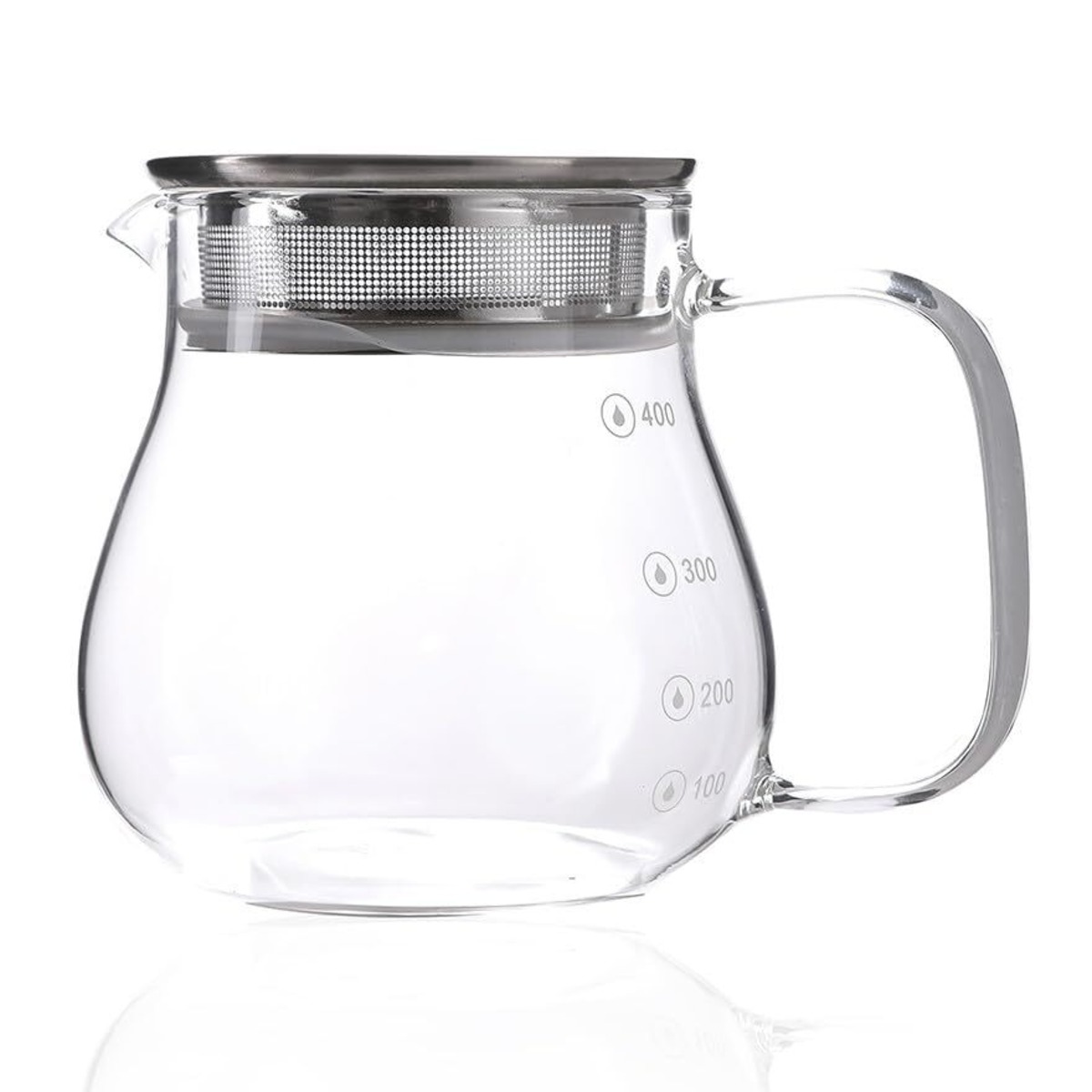 Desirable ジャンピングリーフポット 急須 直火 目盛付き 耐熱ガラス 電子レンジ 食洗器対応 コーヒーサーバー (ティーポット ...