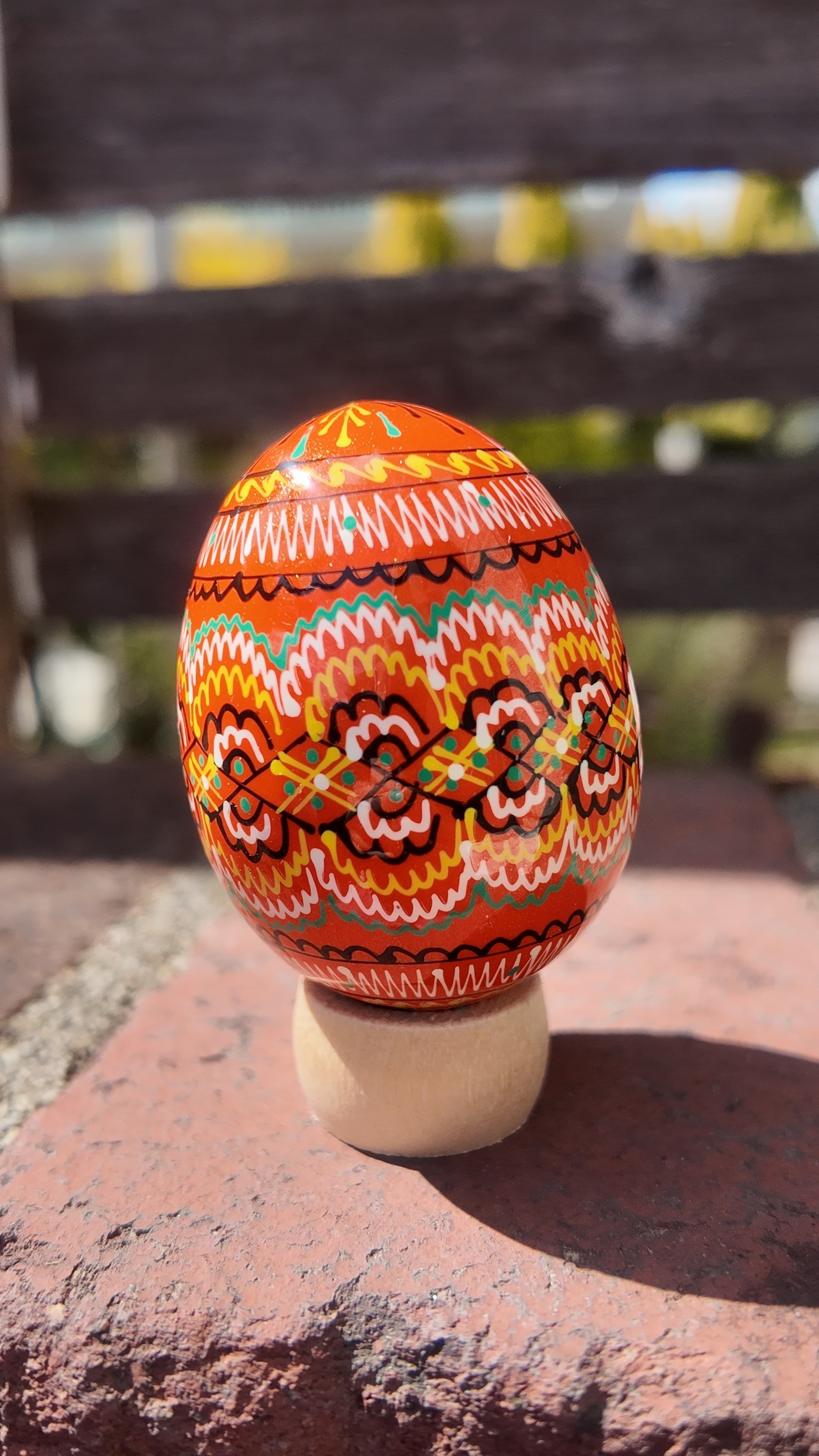 装飾用木製プィサンカ（イースターエッグ）with stand　コロミヤモデル - 3