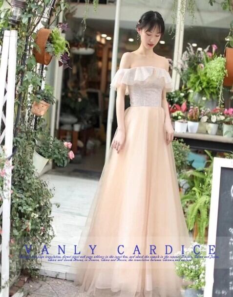 エレガント パーティードレス ロング オフショルダー 可愛い 編み上げ  