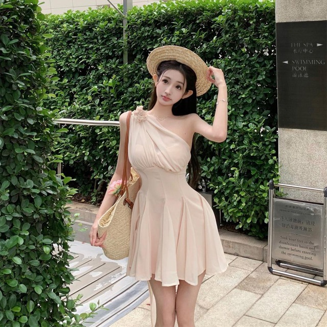 ミニドレスワンショルダーセクシーキャバドレスAライン着痩せ気質宴会パーティー大人可愛いおしゃれ WQ2-XKD-D335A-2941-May7