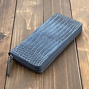 クロコダイル 長財布 アンティーク ネイビー