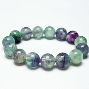 エンジェルフェザー フローライト ブレスレット 14mm 一点物 おまかせ便 111-22896