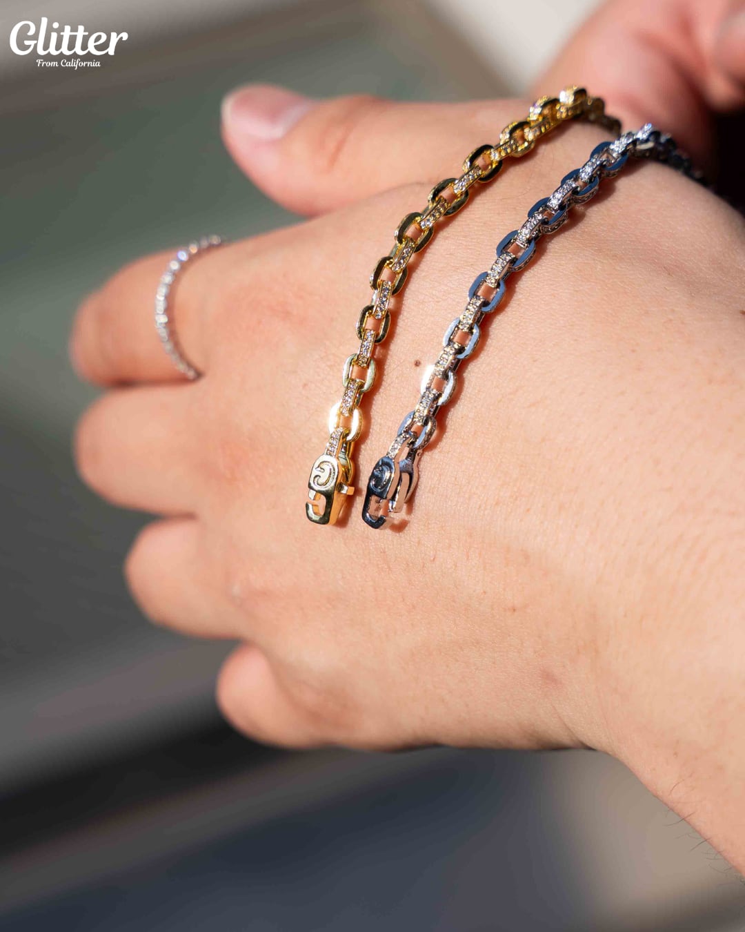 glitter グリッター ブレスレット アイスチェーン 極美品 Iced Out Box Chain Bracelet | Glitter