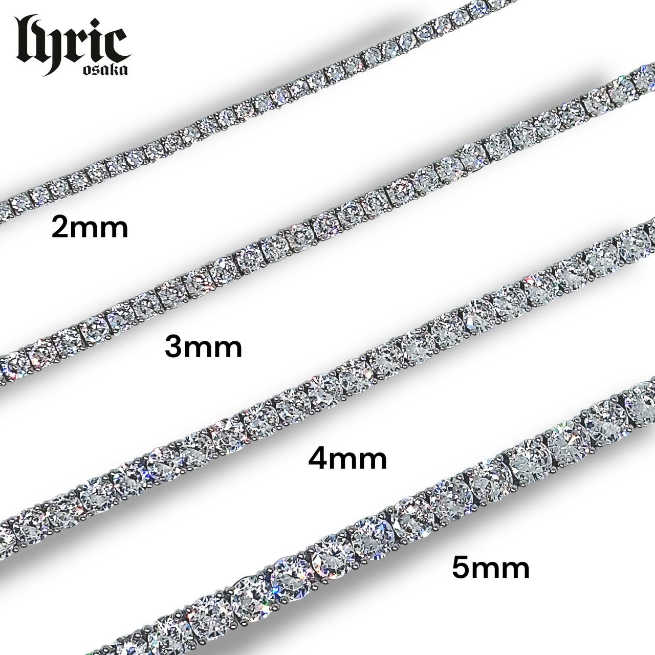 3mm 55cm luxury tennis necklace silver