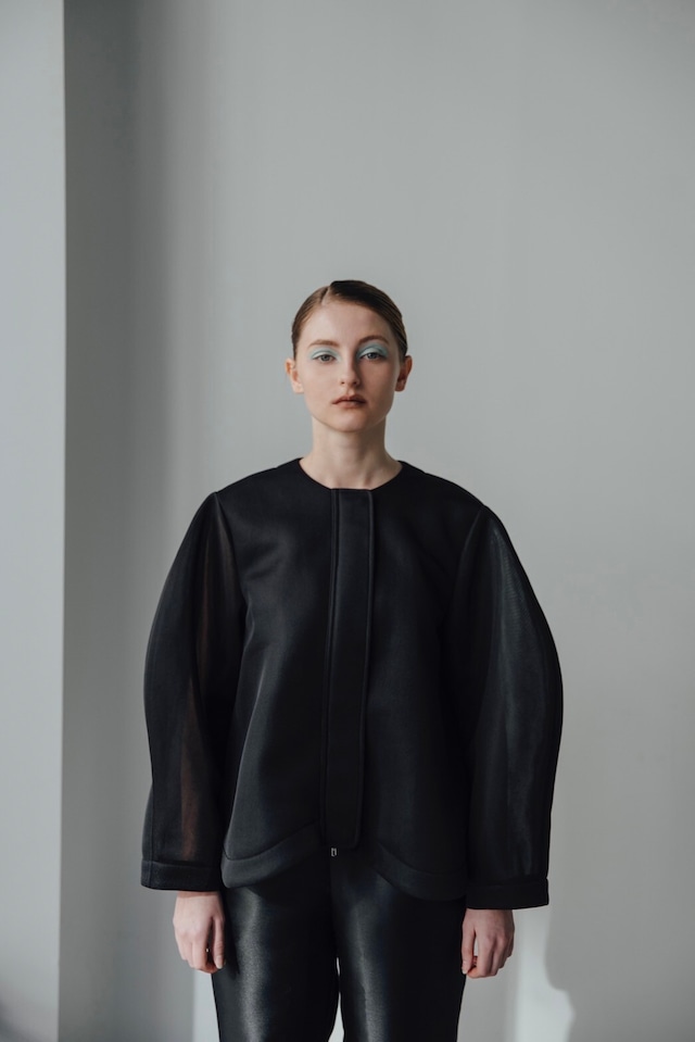 sheer cardboard blouson (black)