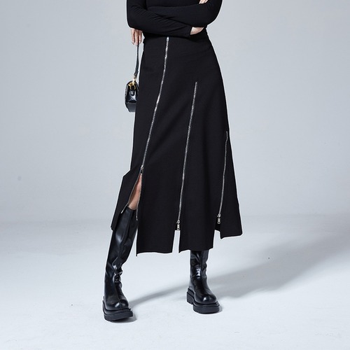 asymmetry zip A line skirt / l0861