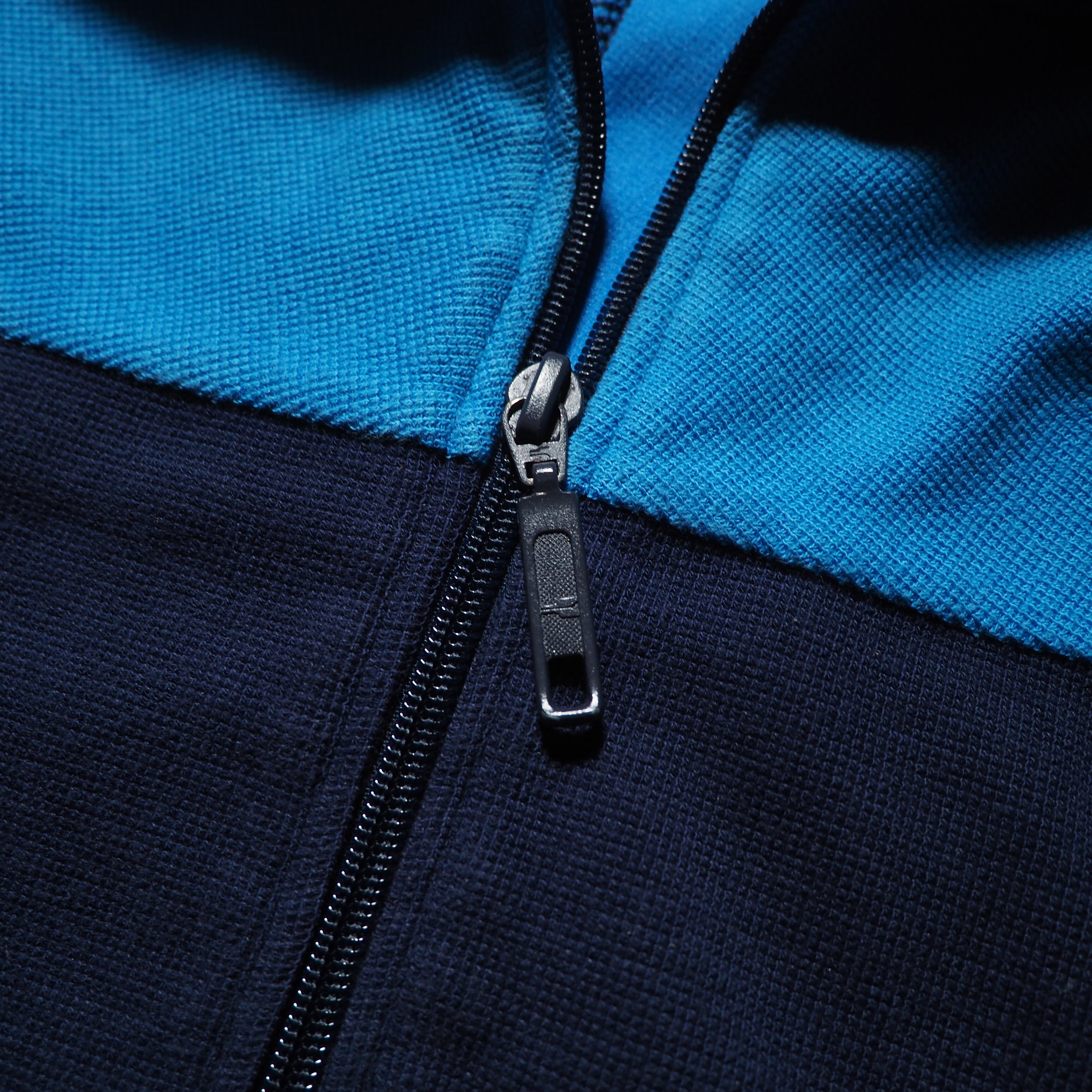 Dark Navy × Light Blue Bi color vintage loose High neck Track jacket