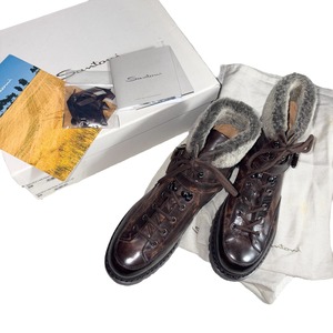 SANTONI gradation leather monkey boots with fur