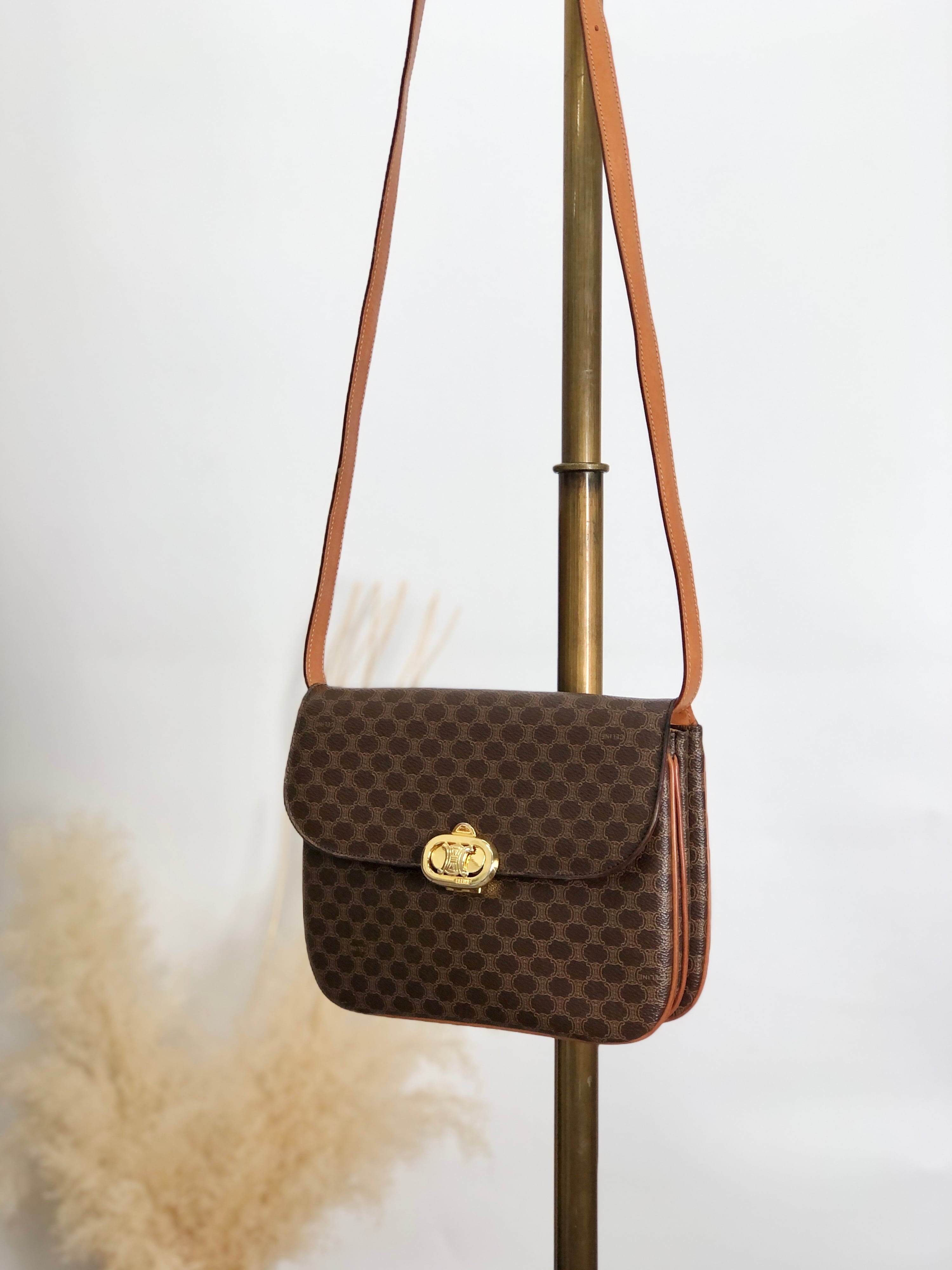 CELINE セリーヌ マカダム ショルダーバッグ ブラウン ブラゾン PVC