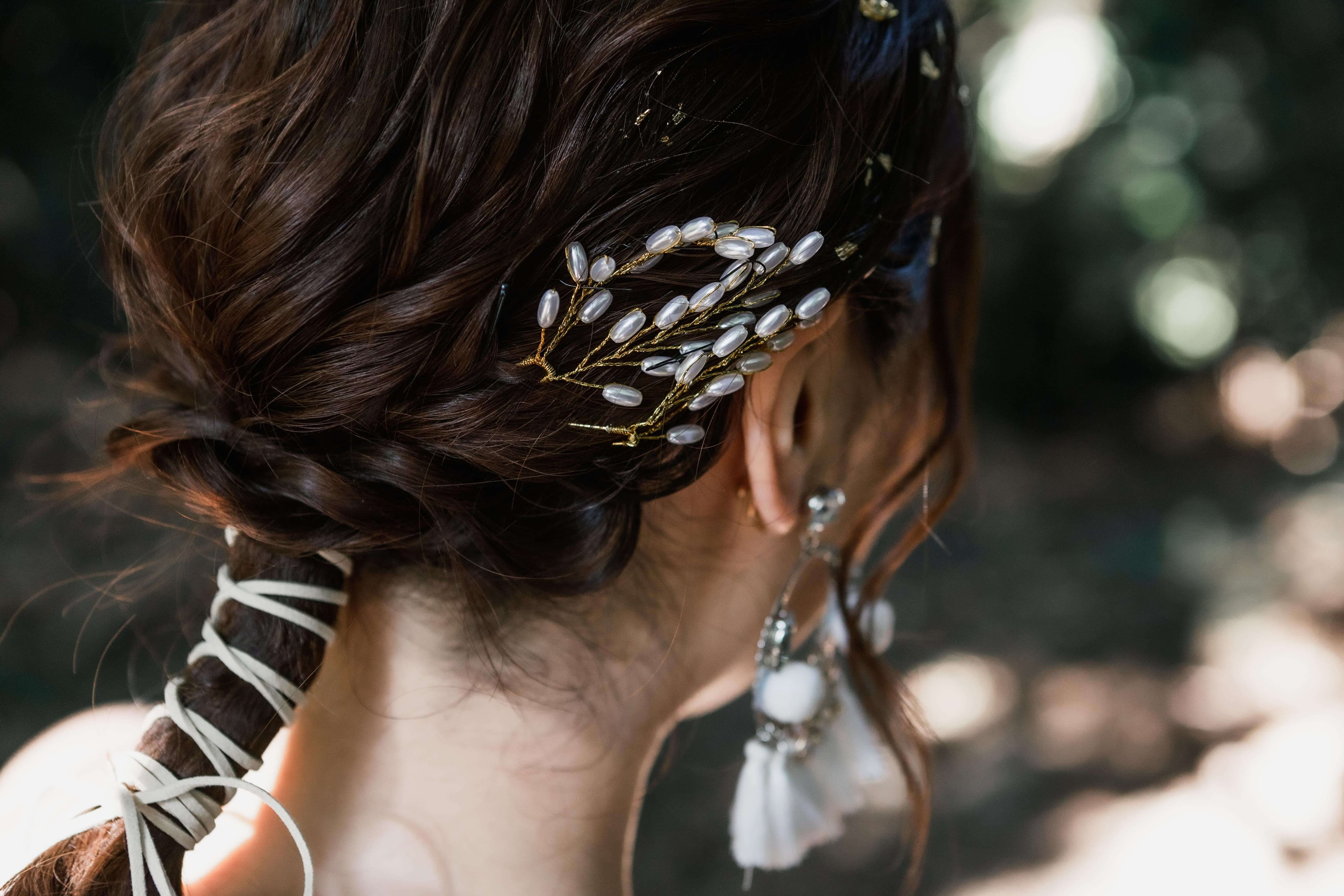 小枝ヘッドピース パール ゴールド (BC-H39)｜ウェディング