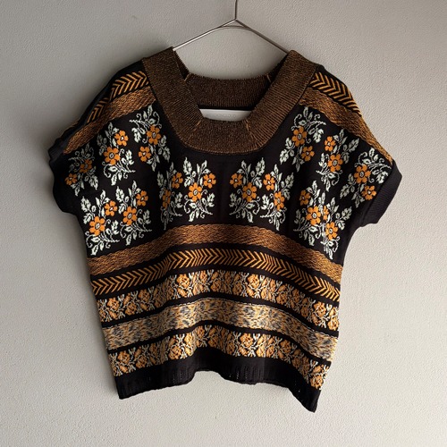 ASEEDONCLOUD/アシードンクラウド Flower Jaquard Knit Blouse / フラワージャガードニットブラウス #261807 Black