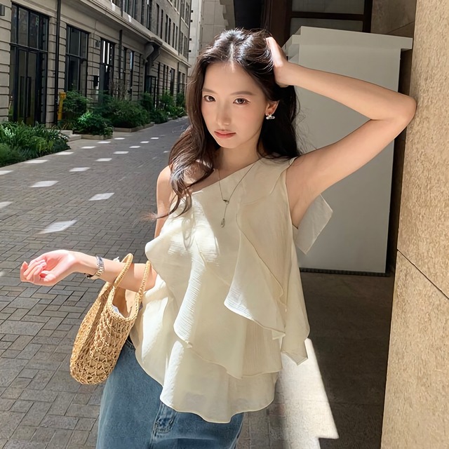 Asymmetric Layered Ruffle Top【S00308】