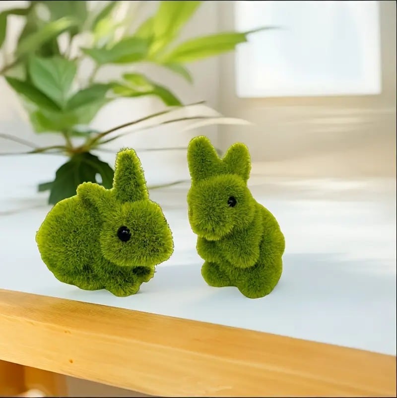 ガーデンオブジェ うさぎ フェイクモス 可愛い 置物 2点セット