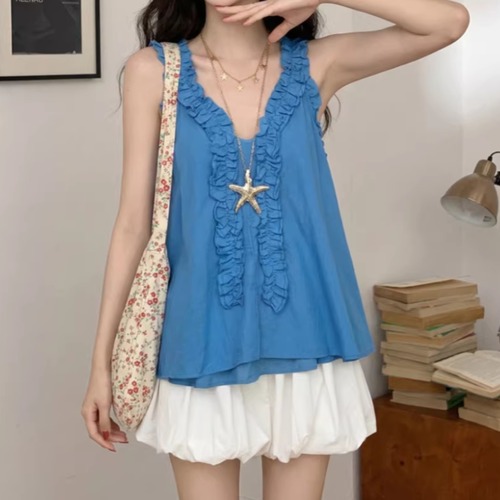 フリルディテールAラインノースリトップス ・76113