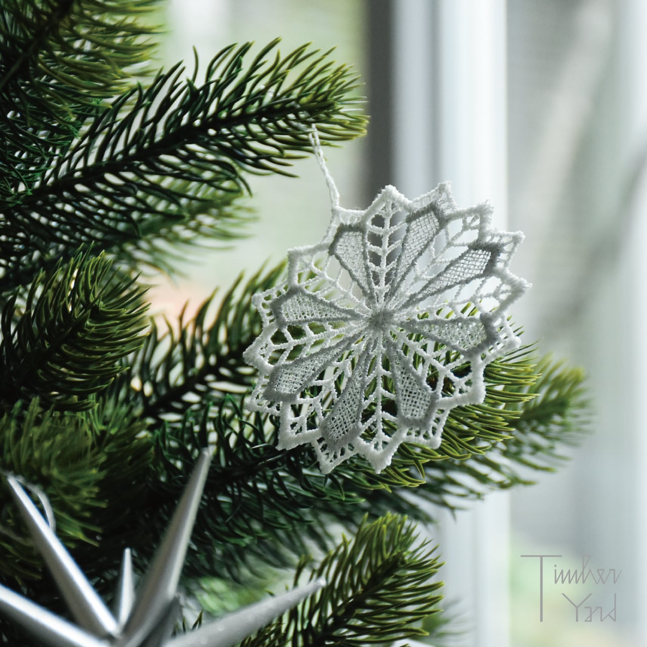 オーナメントレース スノークリスタル 6枚セット / シルバー