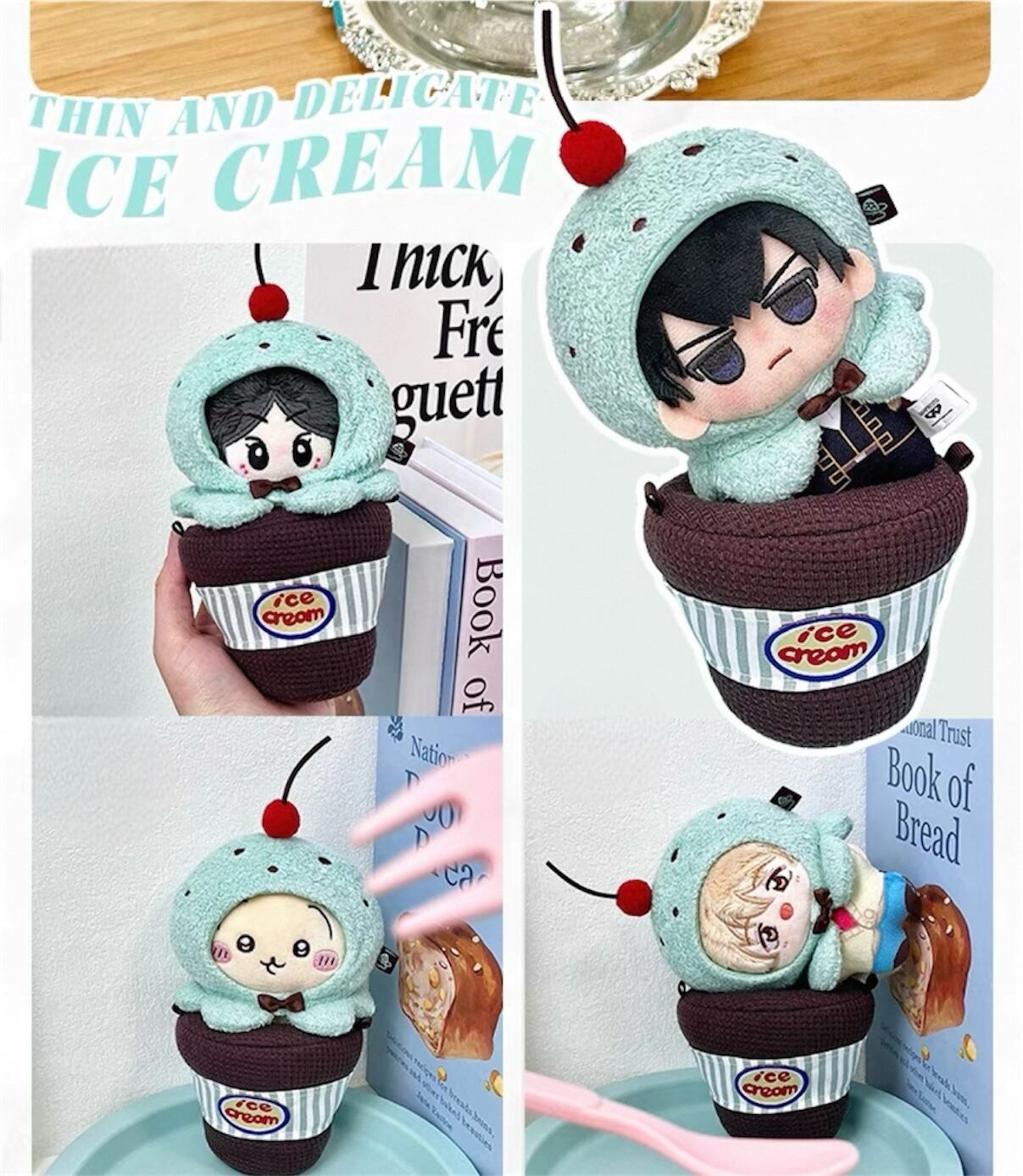 【464】ちびぐるみ ぬい服 着ぐるみ チョコミント&いちご SET 3色 バラ売りページ】アイスクリーム チョコミント ストロベリー