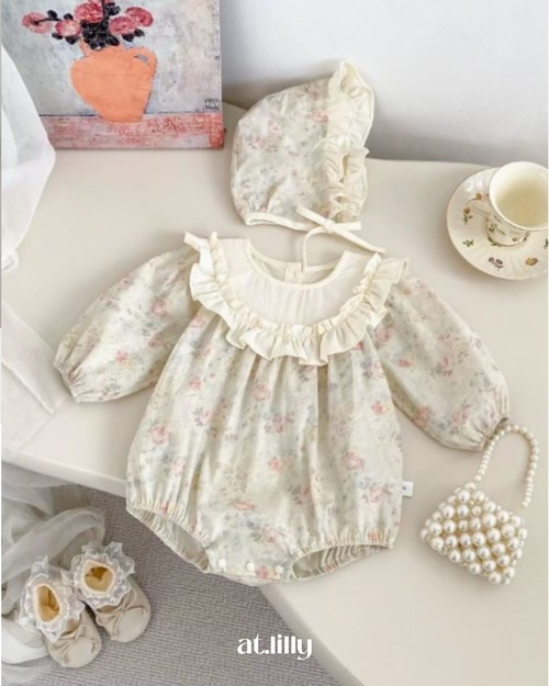 [at.lilly] ◾︎ frill bib flower rompers