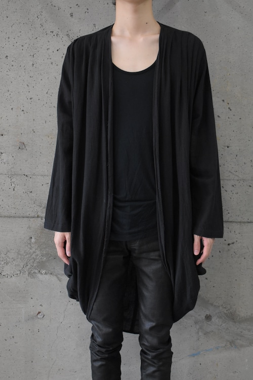 Black Textured Fabric Asymmetric Long Cardigan