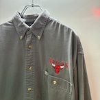 Lee BULLS刺繍 長袖BDシャツ グレー リー