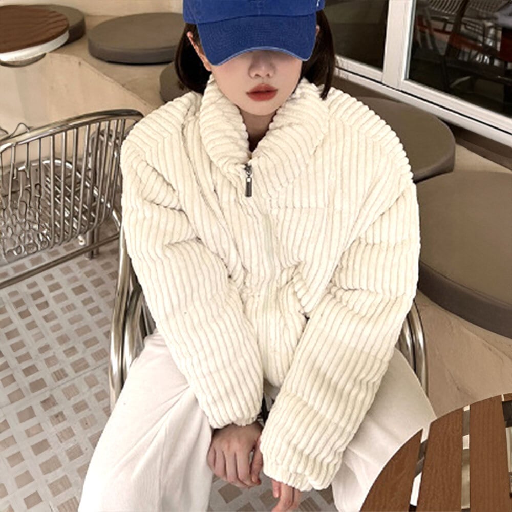 コーデュロイ 中綿 ジャケット レディース 秋冬 韓国 ショート丈 アウター 防寒 保温 おしゃれ ゆったり 大人 かわいい 暖かい ブルゾン ダウン 大人可愛い 大人女子