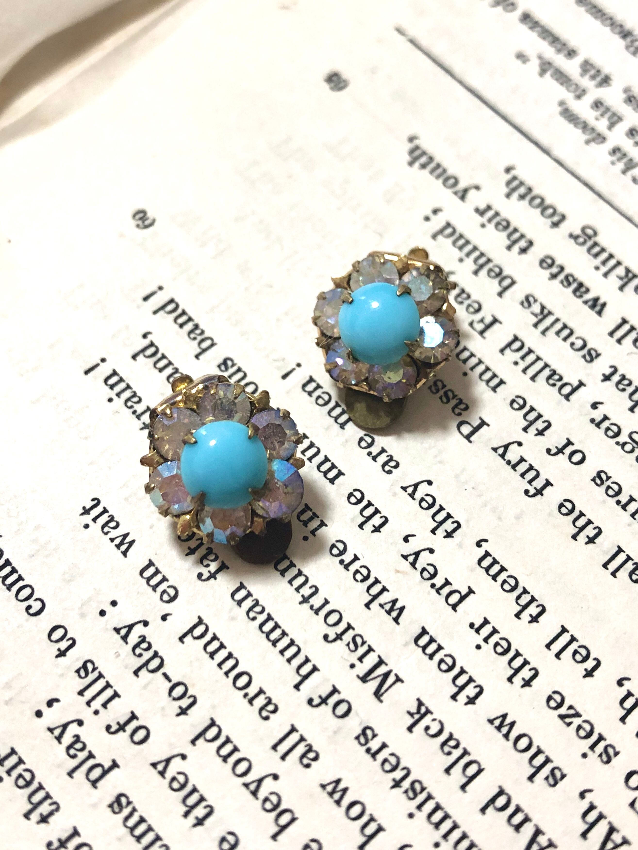 【Run Rabbit Run Vintage 】Blue flower earring