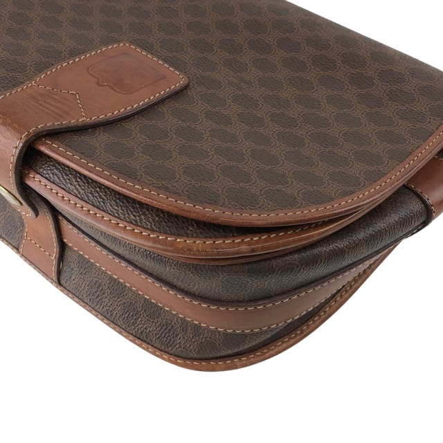 CELINE セリーヌ マカダム ショルダーバッグ ブラウン ブラゾン型押し PVC フラップ vintage ヴィンテージ オールド ui5mtc