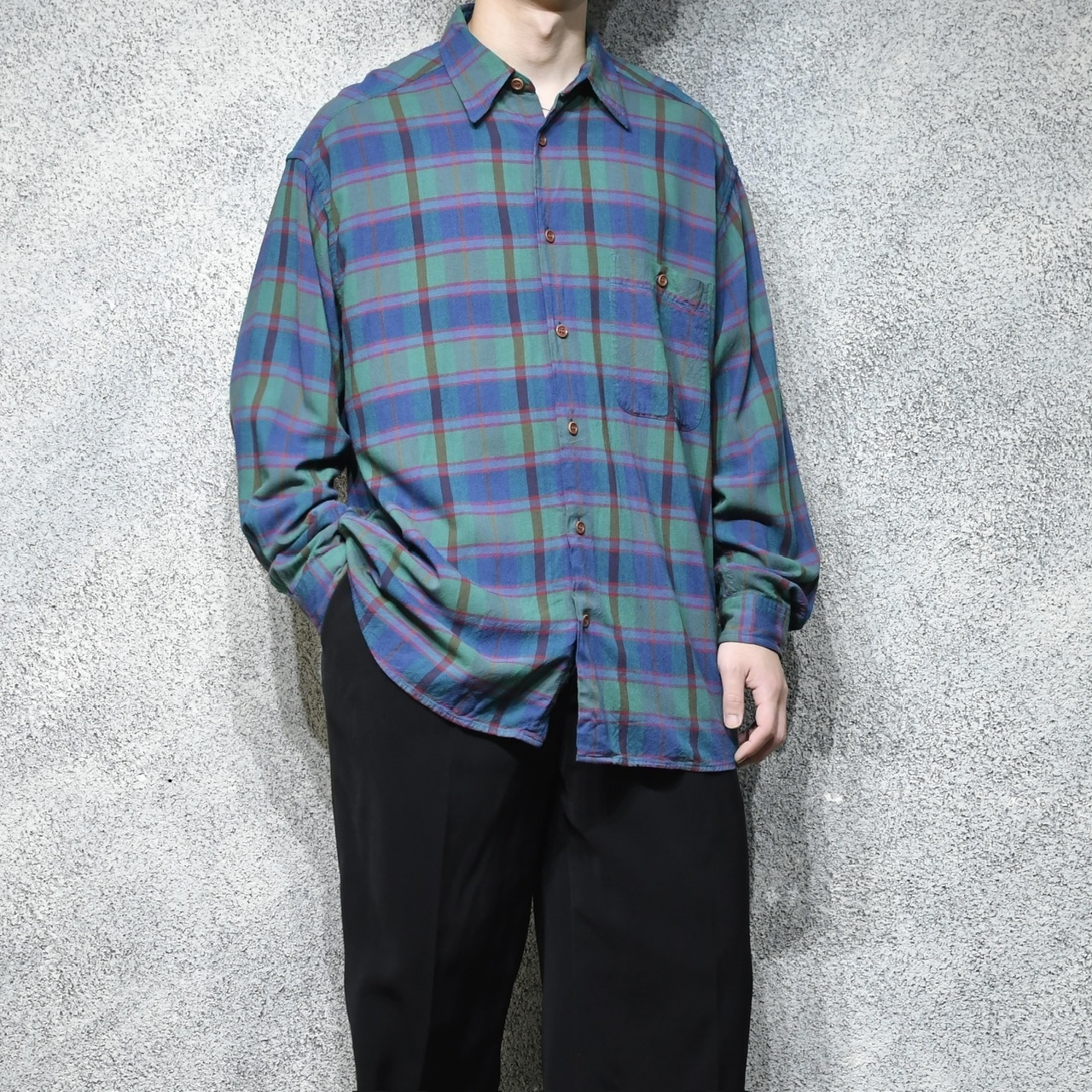 Claiborne check rayon shirt