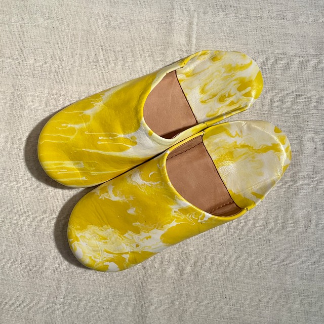 バブーシュ(マーブル模様・黄)