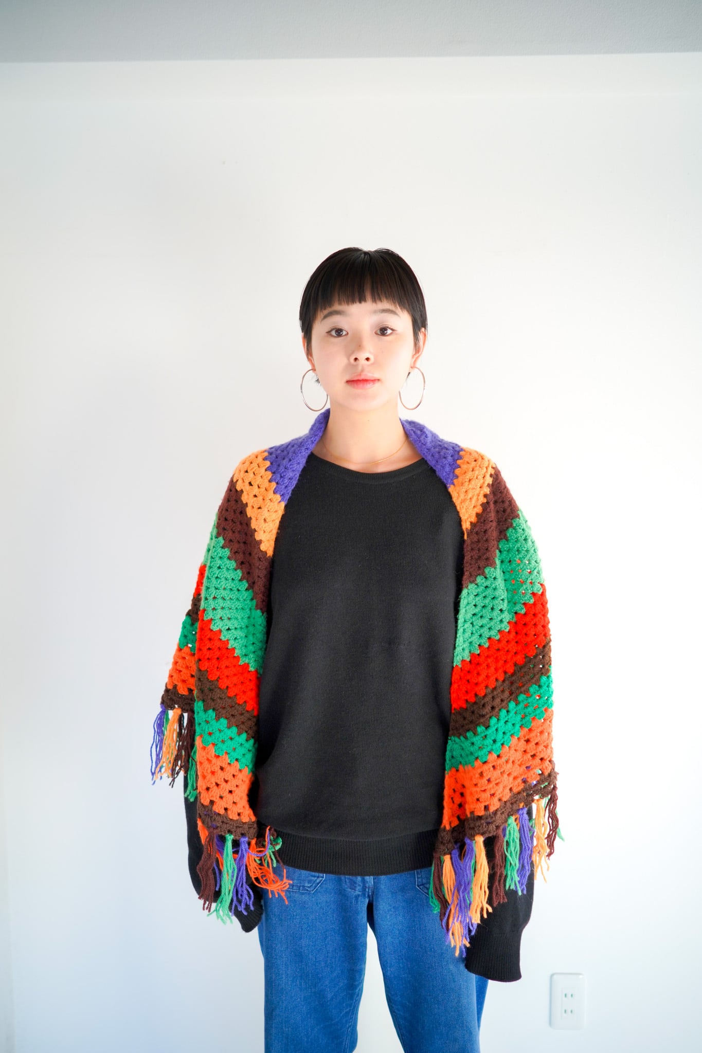 Old Wool Knitting Lag Muffler | from_antique