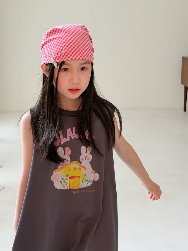 【KID】うさぎハウスプリントノースリーブワンピース - 13