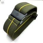 マリンナショナルタイプPVDストラップ   カーキ・グリーン/イエロー 24mm  腕時計ベルト