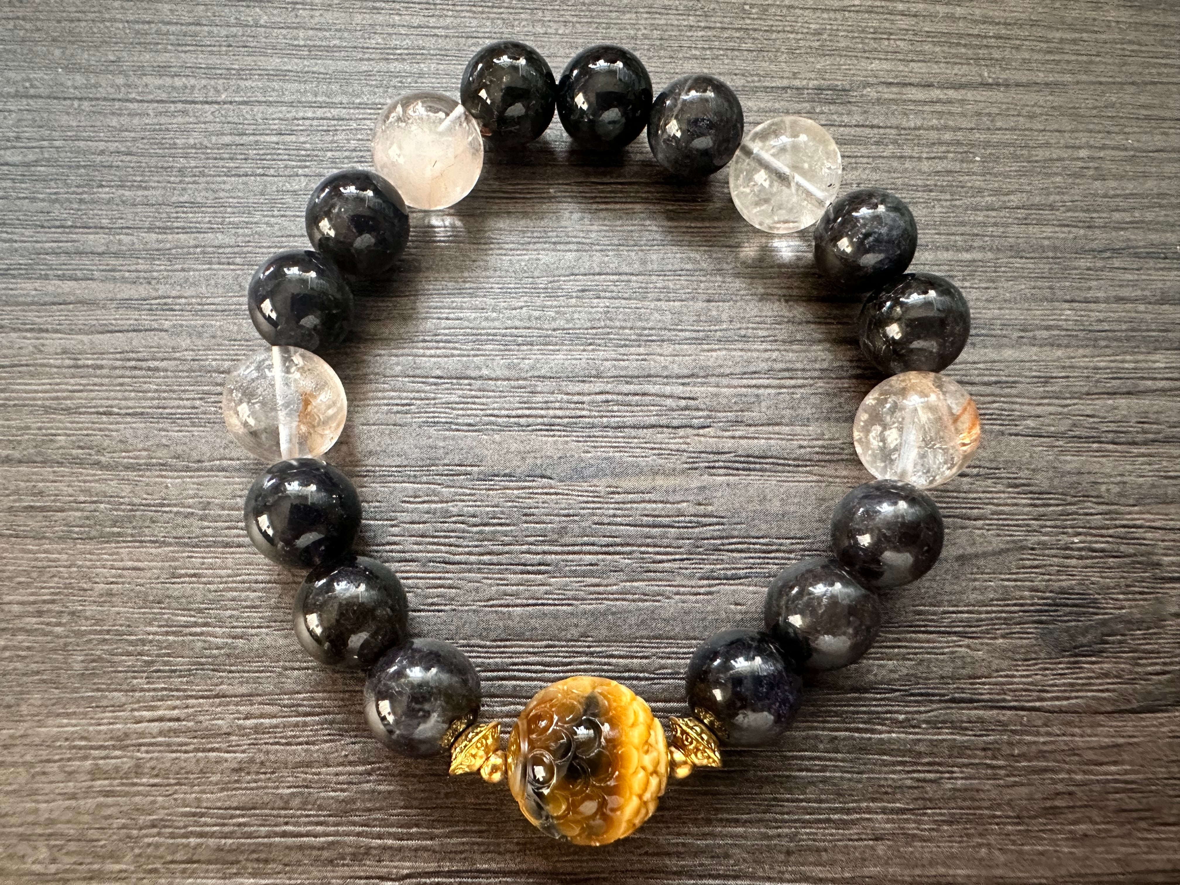 14mm ミナスジェライス産アイリスクォーツ（虹水晶）ブレスレット 14mm ミナスジェライス産 アイリスクォーツ（虹水晶