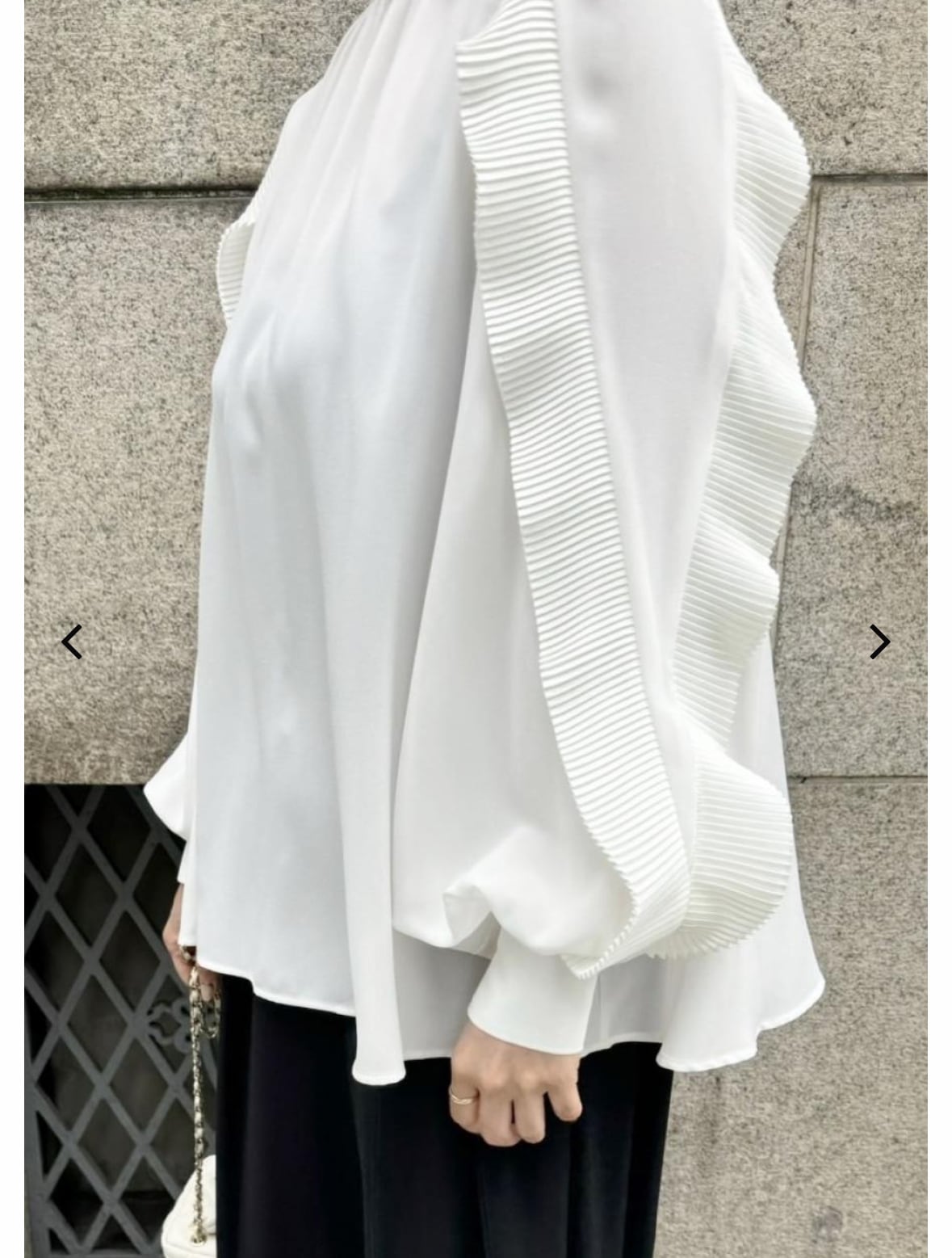 初売り！【anana】袖プリーツデザインジョーゼット２WAYブラウス ☆大人気☆再販☆ 袖プリーツデザインジョーゼット2WAYブラウス