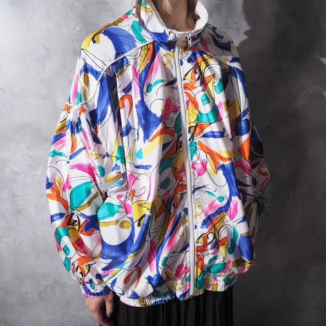 1990s Rainbow contemporary art line pattern design vintage l blouson