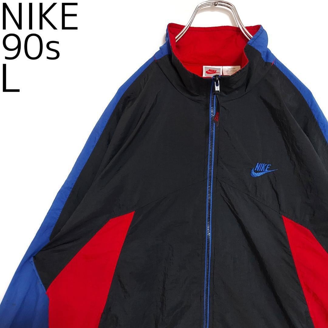 正規品 90s NIKE ナイキ 銀タグ ナイロン コーチ ジャケット 黒 刺繍