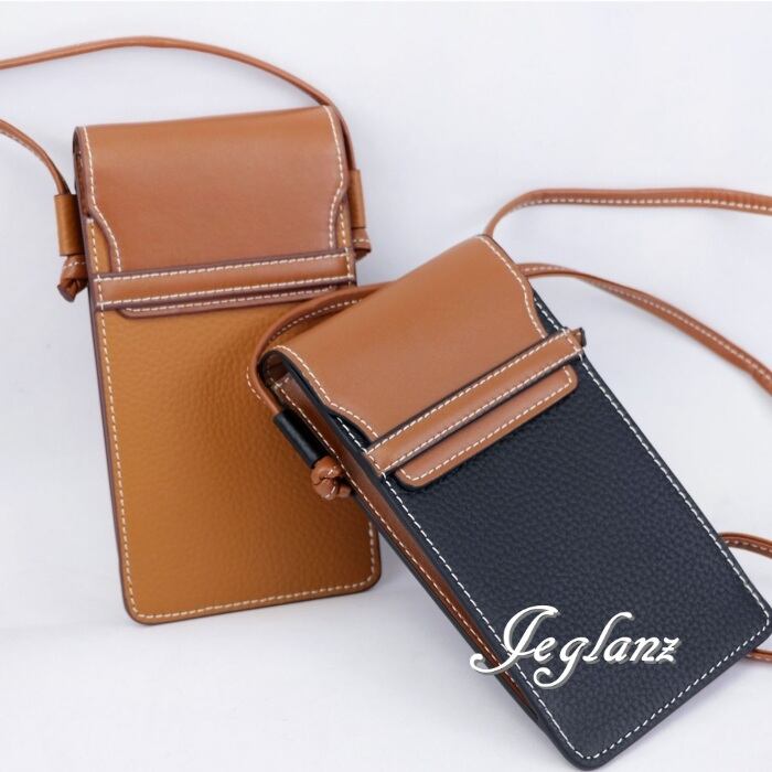 スマホポーチ バイカラー クロスボディ ミニバック 7色 ♪(MA746)θ