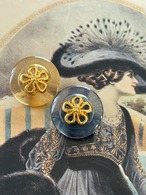 Japanese Vintageボタン プラスチック フラワー 20mm ブルー/アンバー クリア アクセサリーパーツ デコレーション材