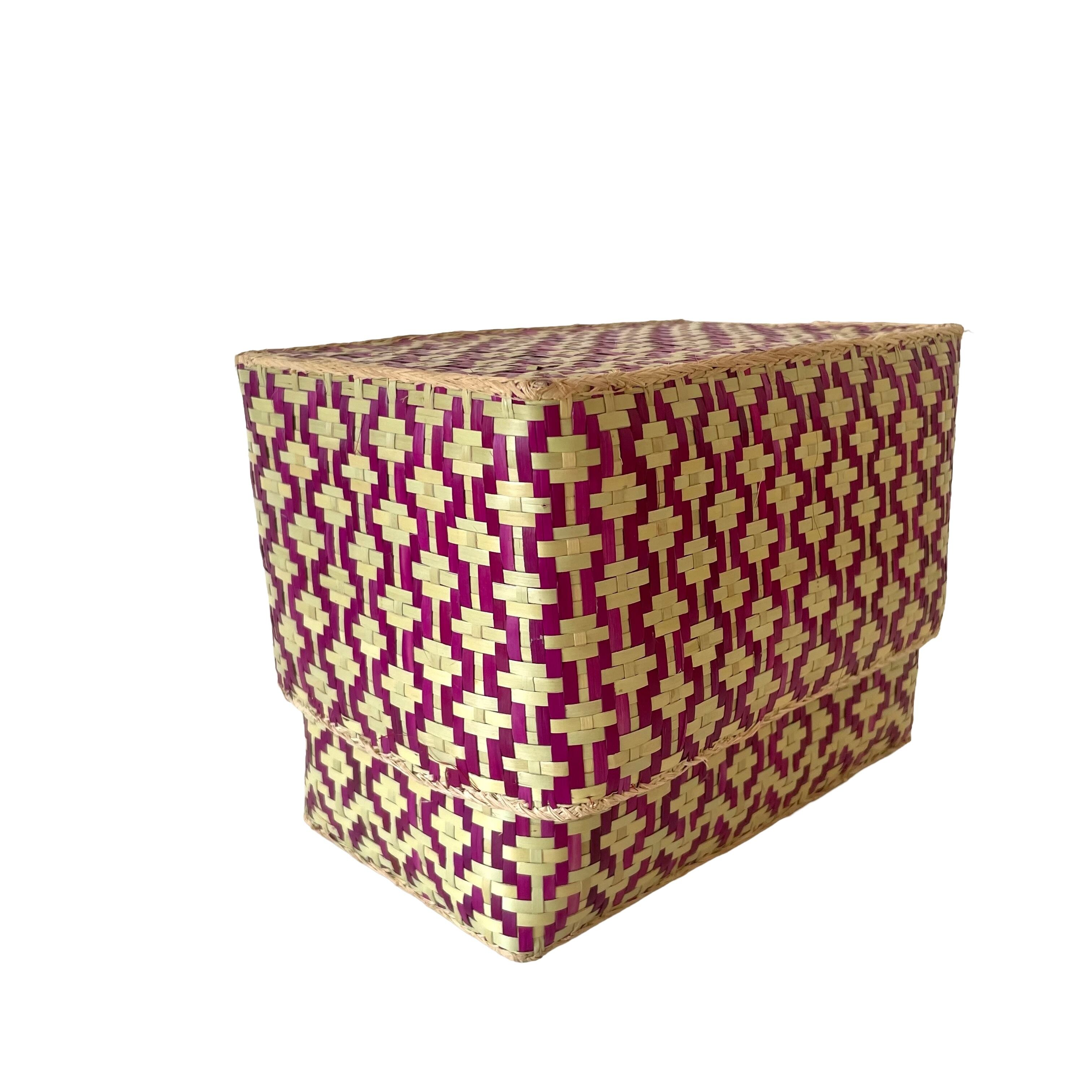Rectangular colourful basket S w20.5cm×12cm×h15cm 四角カラフル蓋