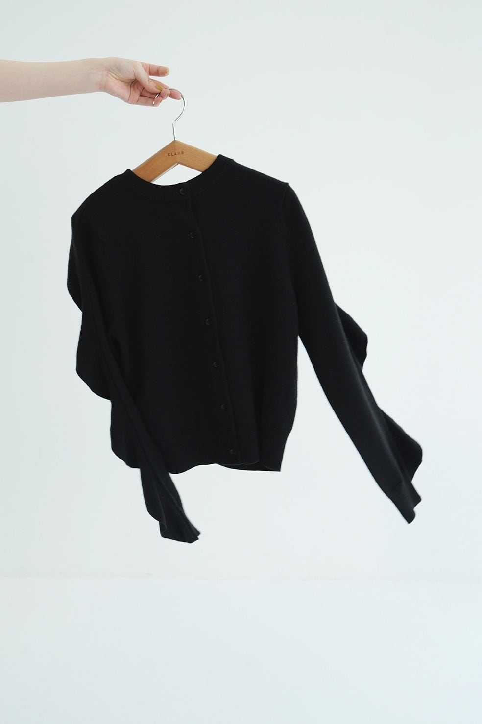 CLANE W FACE FRILL KNIT CARDIGAN クラネ CLANE W FACE SHOULDER