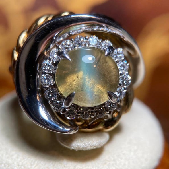 pt900k18 極上クリソベリルキャッツアイ4.94ct ハニー&ミルク