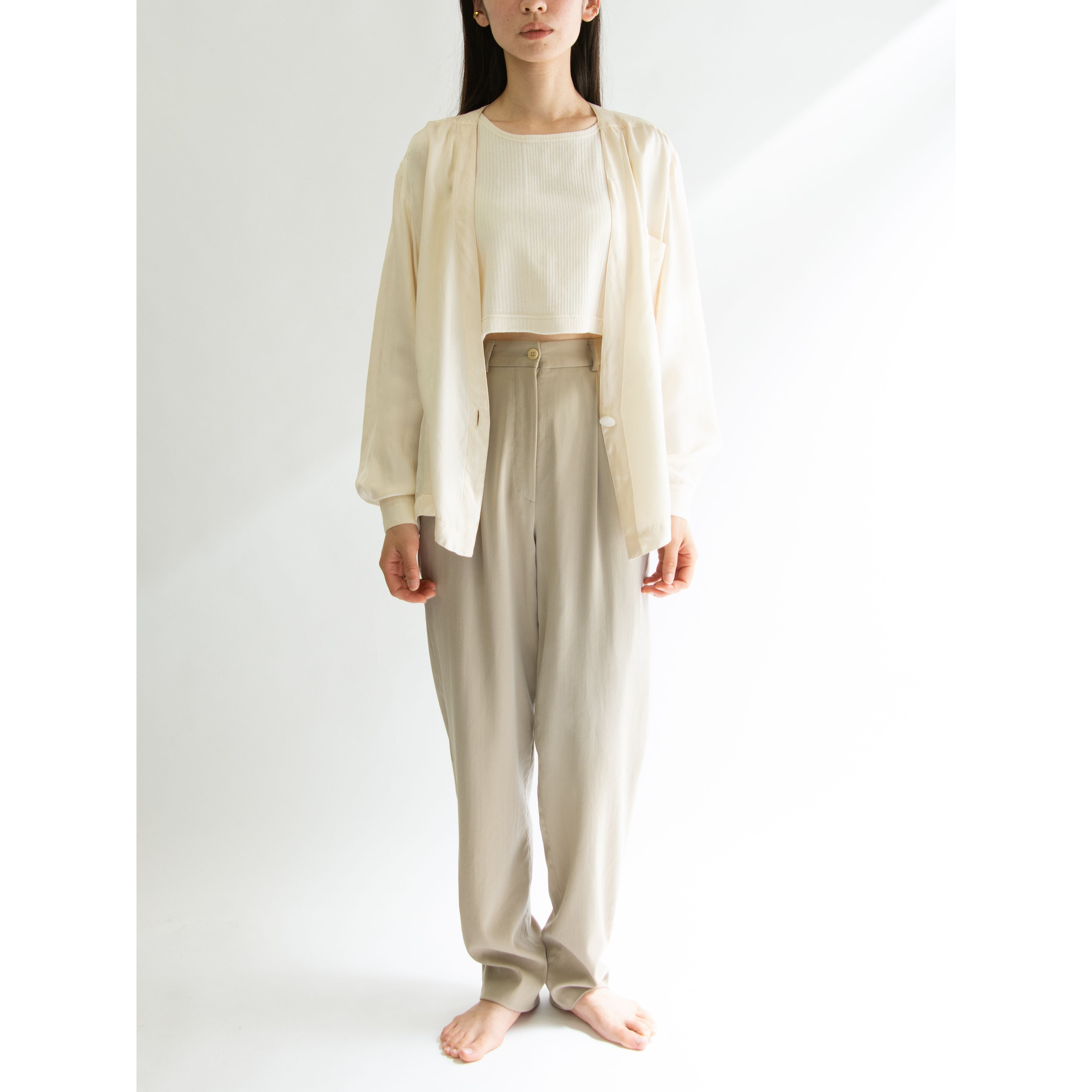 【HERMES-PARIS】Made in France 100%Silk Crossover Blouse（エルメス フランス製 シルク クロスオーバーシャツ）