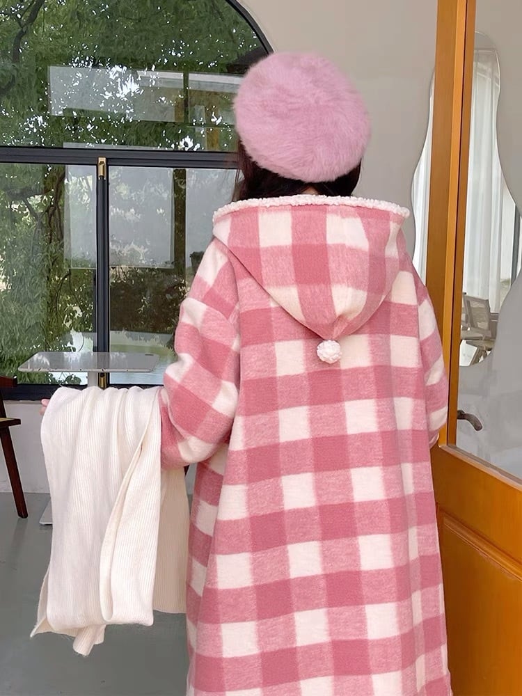 チルぬい  フードとお袖のチェックが可愛い！　フードジャンパー チルぬい フードとお袖のチェックが可愛い！ フードジャンパー チル