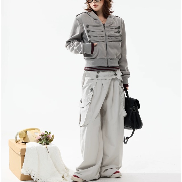 napoleon-style button zip hoodie　ナポレオンボタンジップパーカー　J2112