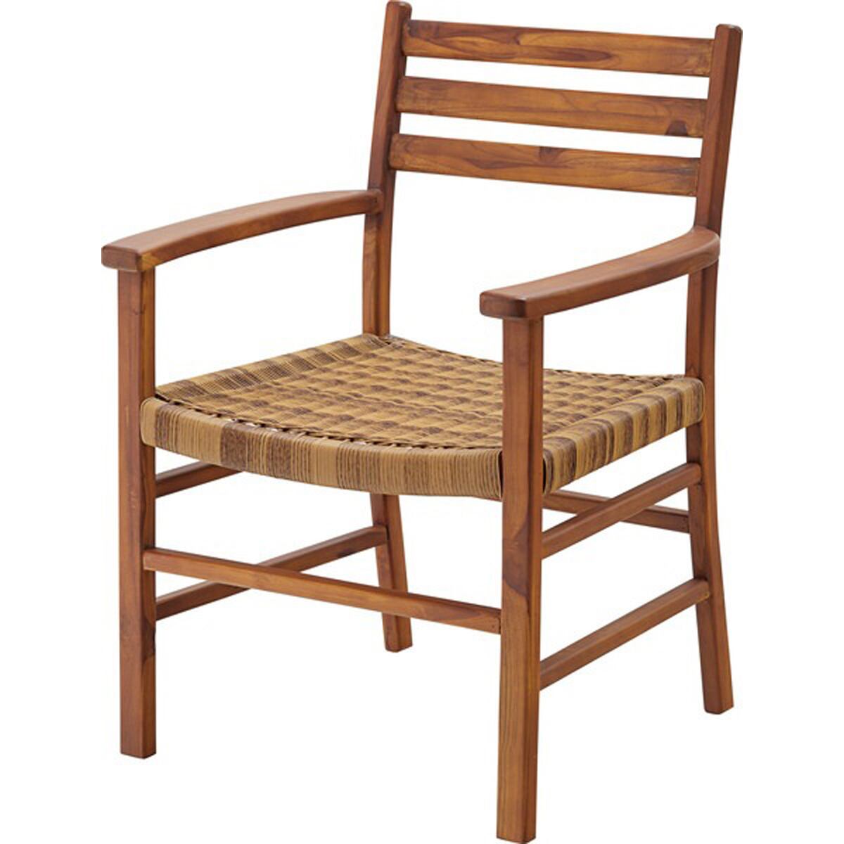 ダイニングチェア NRS-422 チーク材 チェア 椅子 いす リラックス 木目 アーム付 背もたれ チェア 木製 ラタン調 アジアン おしゃれ シンプル リビング ダイニング ショップ 店舗 カフェ
