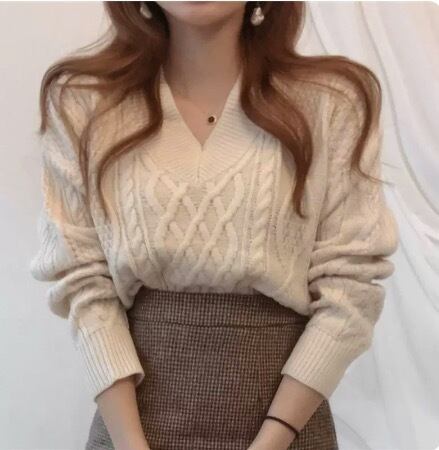 スタンドカラー ハーフジップ ニット トップス セーター プルオーバー