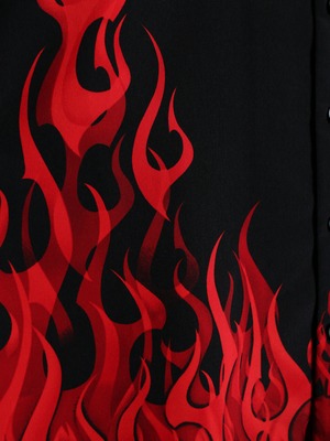 tribal motif flame pattern over silhouette s/s shirt