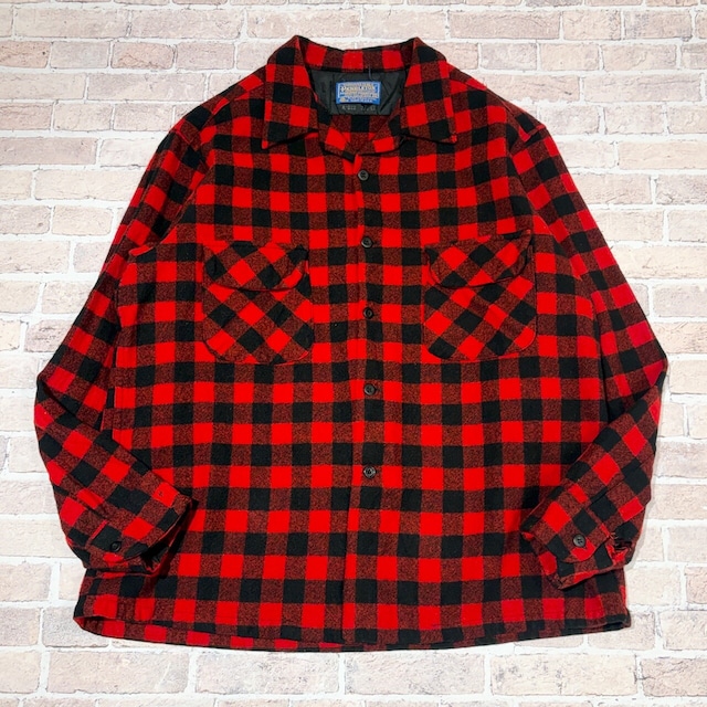 1970s PENDLETON WOOL SHIRT BLACK/RED